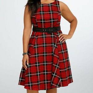 EUC Torrid red plaid retro chic swing dress, 18